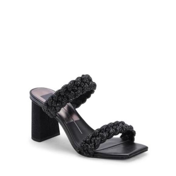 NEW in Box Dolce Vita Rhinestone Paily Braided Heel Women's Black Size 6 - Picture 1 of 8